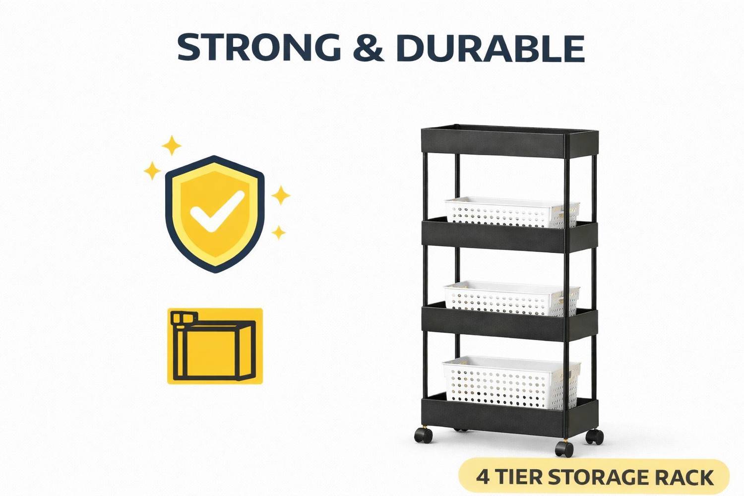 Image of Cantus 4 Compartments High Quality Plastic Portable Storage Trolly