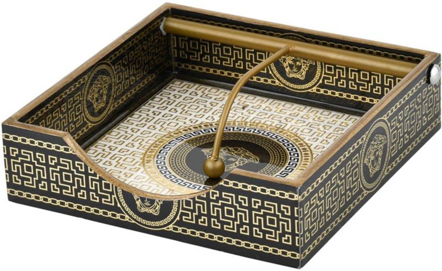 Alfiya Handicrafts 1 Compartments MDF Wood Napkin Holder with Gold Engraving, Tissue Stand Decorative Tissue Holder