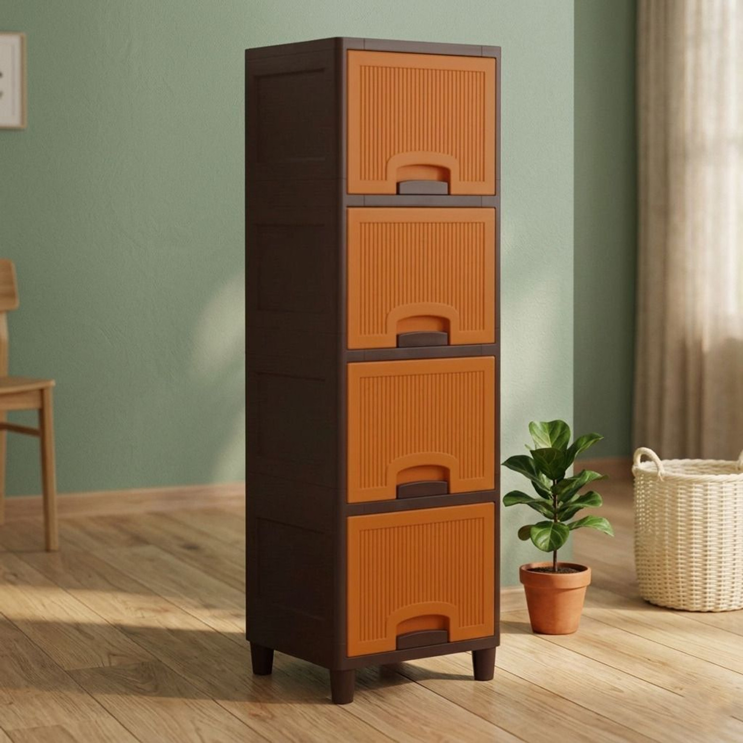 Image of MAXTID 4 Compartments Plastic 4 tier drawer Storage Boxes /Baskets with desk organizer