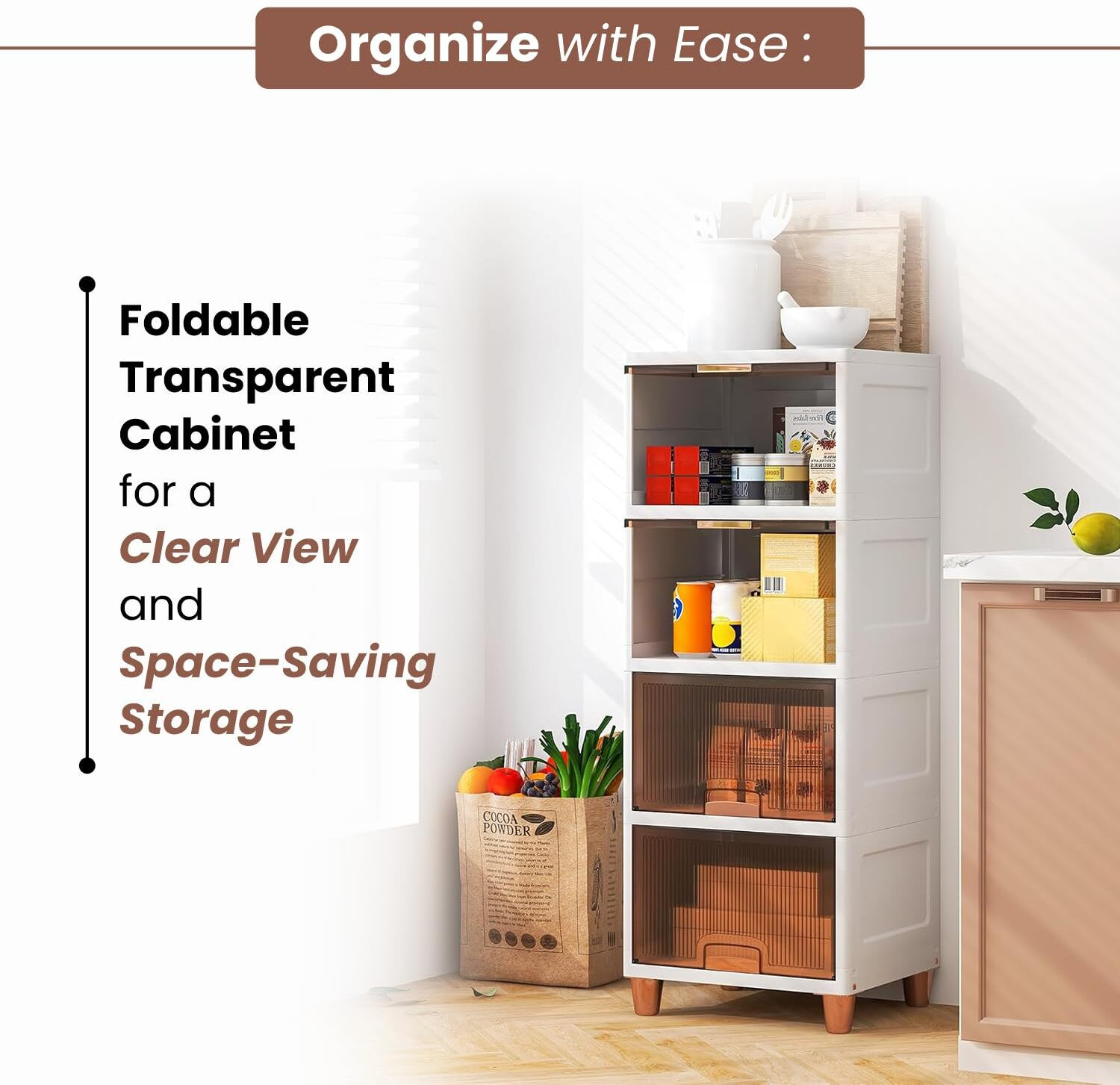 Image of Velfree Plastic Wardrobe Organizer /Foldable Cupboard for Storage /Stackable Storage Plastic Free Standing Cabinet