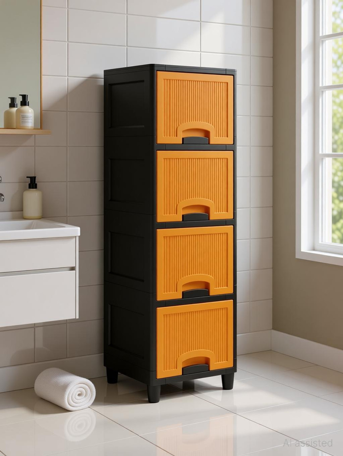 Image of MAXTID 6 Layer White Organizer Cabinet for Bathroom & Utility Drawer Divider