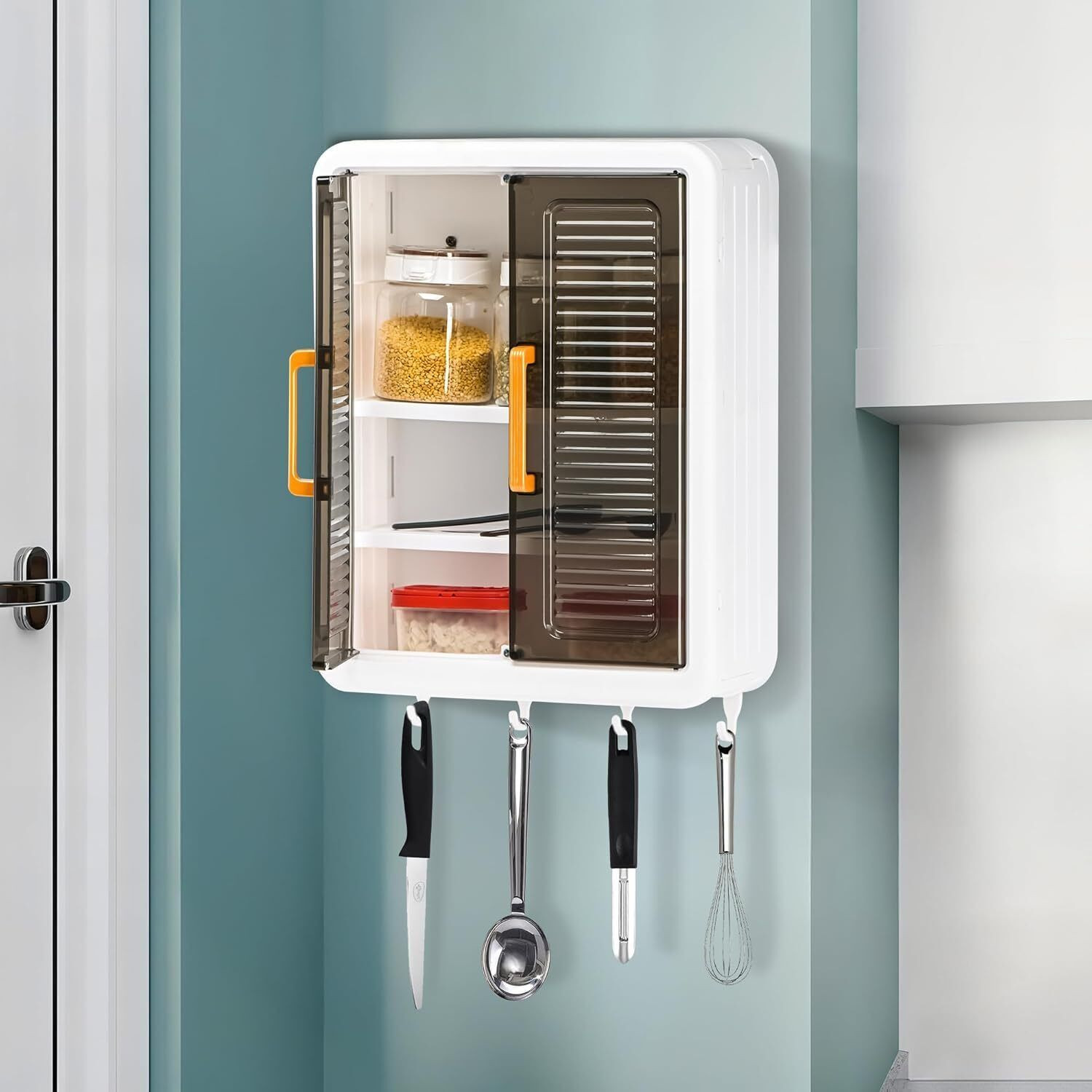 Image of Kovea Wall Mounted Storage Cabinet for Kitchen & Bathroom Regular Organizer Plastic Wall Shelf