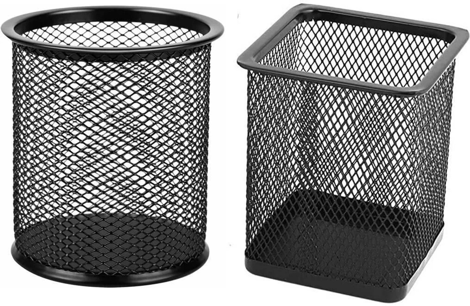 Image of glanz 2 Compartments Metal Metal Pen Holder, Pencil Holder, Pen Stand, Pencil Cup Holder Study Table Desk Pen Organizer For Home Office Supplies Mesh Pen Holder