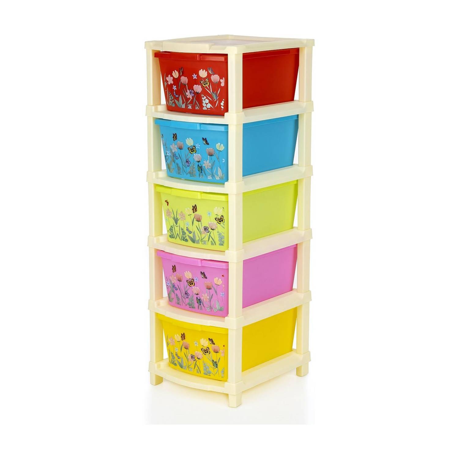 Pinkwhale 5 Compartments Plastic Printed Modular Drawer