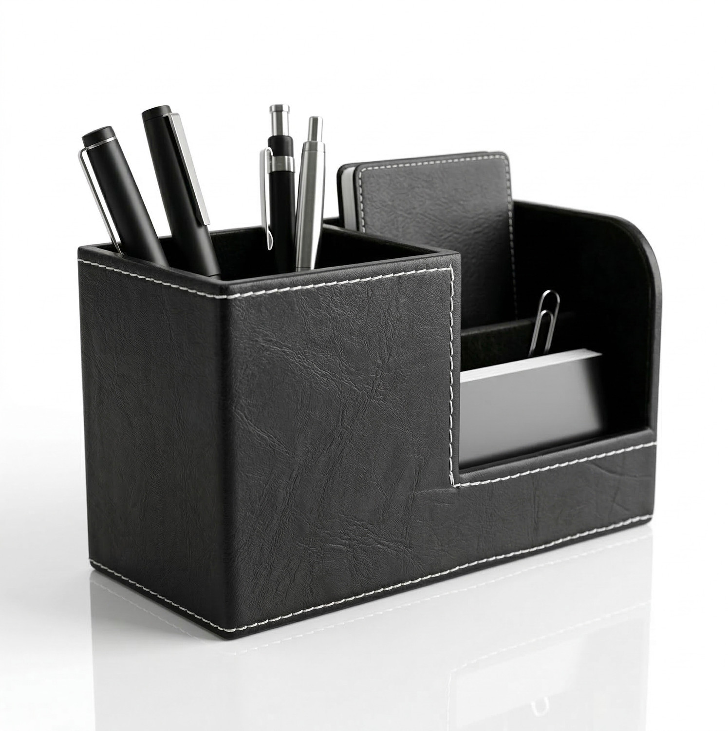 Image of HANAYA 3 Compartments VEGAN LEATHER PEN STAND