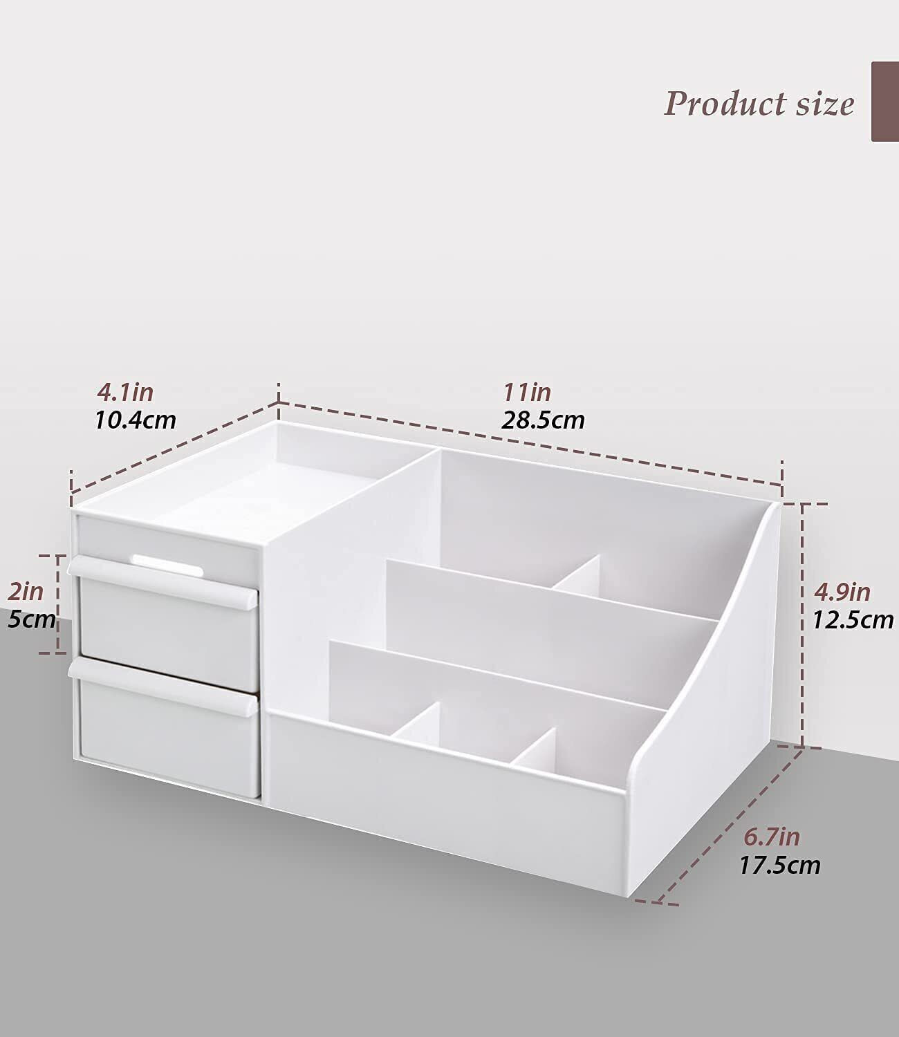 Image of AK10ZONE 7 Compartments Plastic Countertop Storage for Dressing Table & Stationery items
