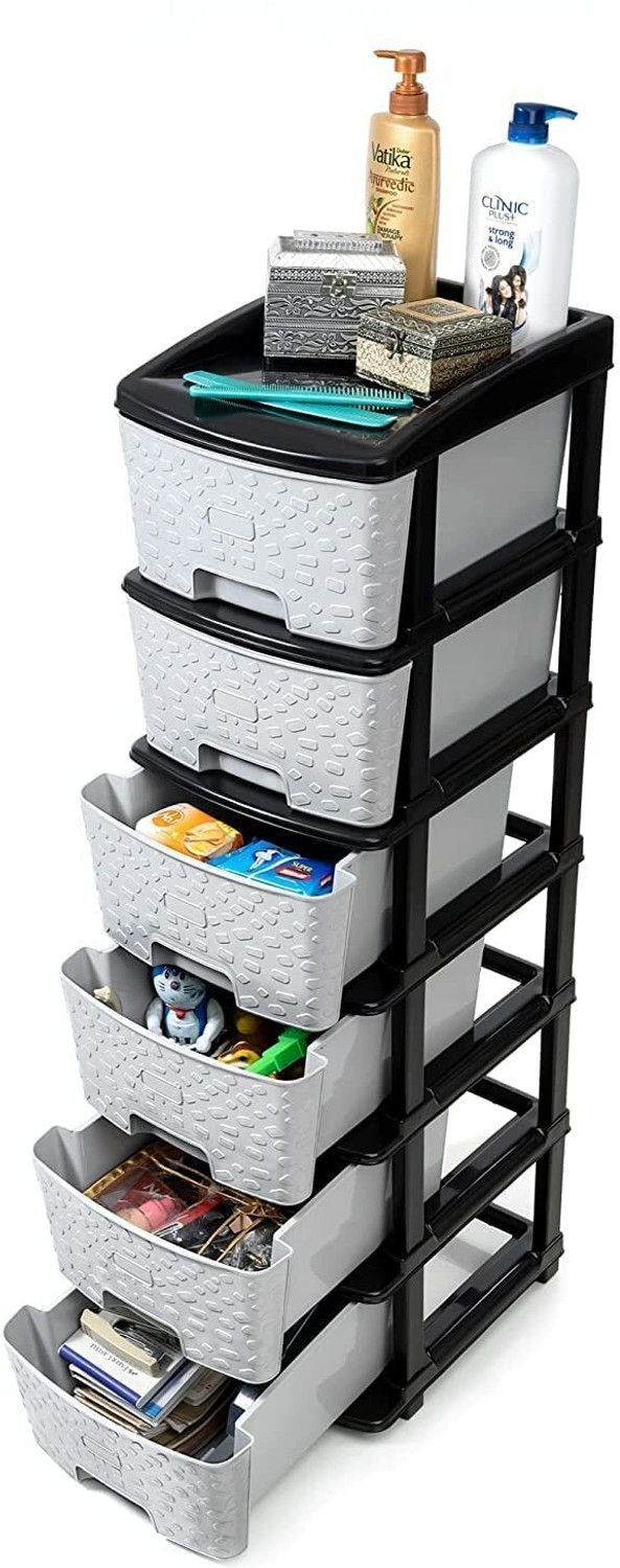 Image of J K INTERNATIONAL 6 Compartments Plastic Drawers Storage Organizer For Home, Office