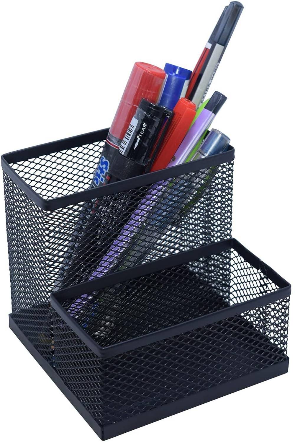 Kinzilla 2 Compartments Mesh Pen Holder