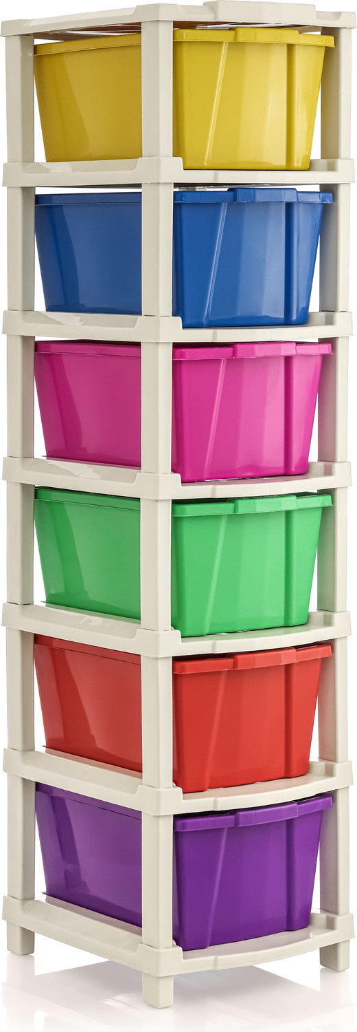 Image of Vallaree 6 Layer Plastic Multipurpose Storage Drawer Organizer Plastic Free Standing Chest of Drawers