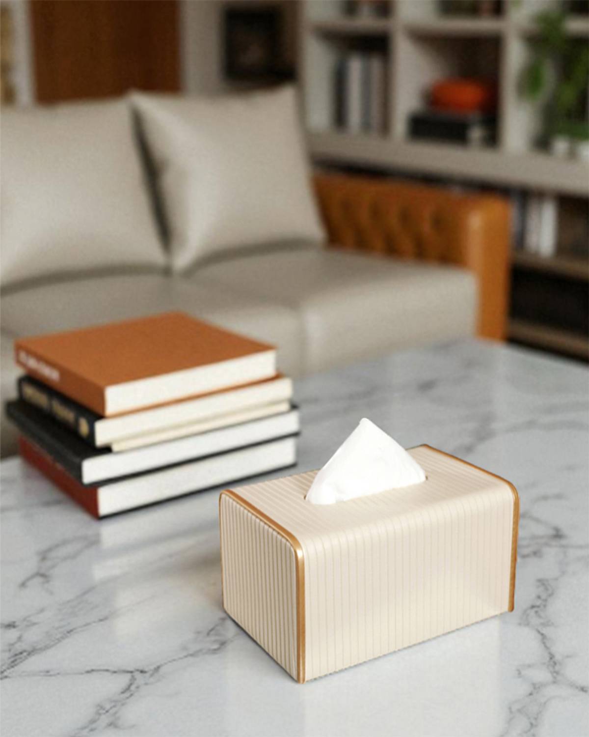 AARVIDECOR 1 Compartments Faux Leather Tissue Holder