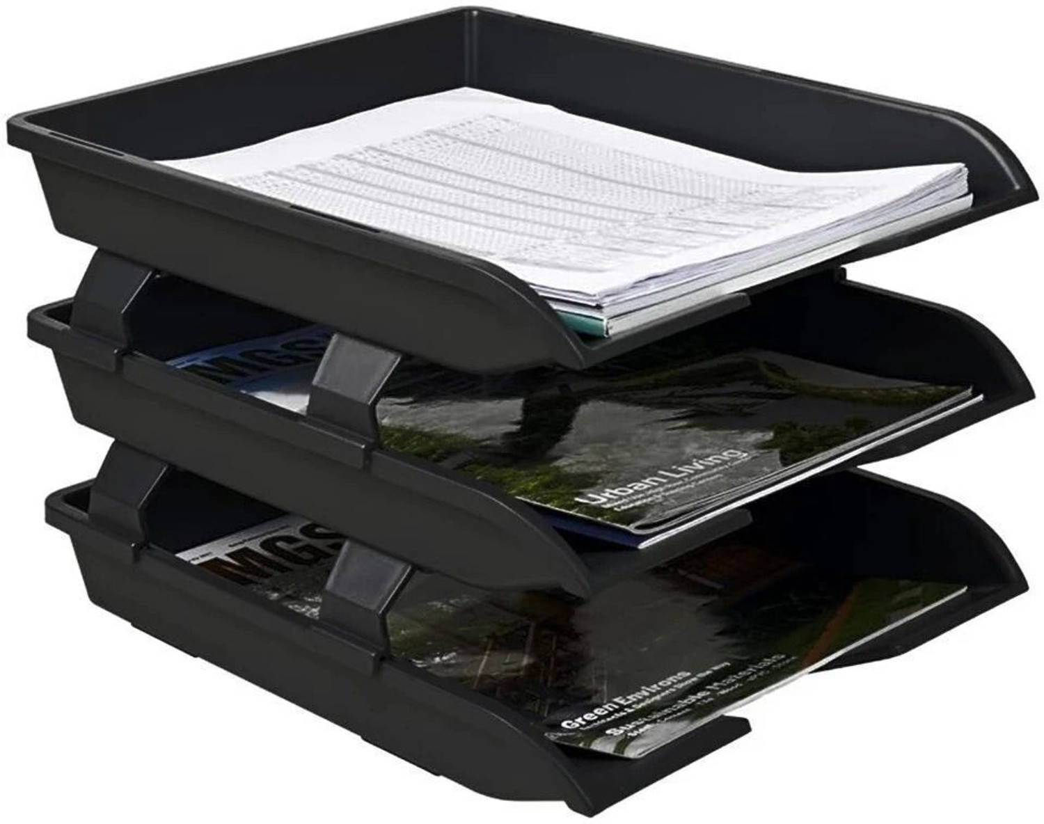 Image of Sumoware 3 Compartments ABS Plastics File Tray Rack