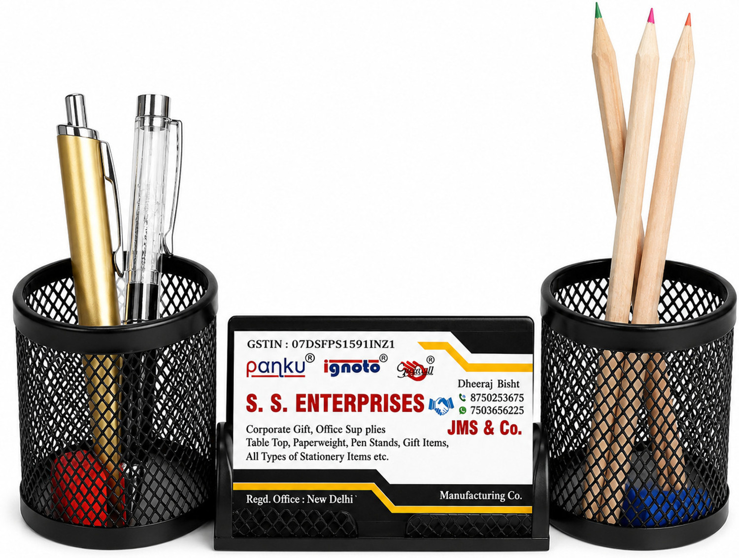 Image of PANKU 3 Compartments Mesh Iron Desk Organiser