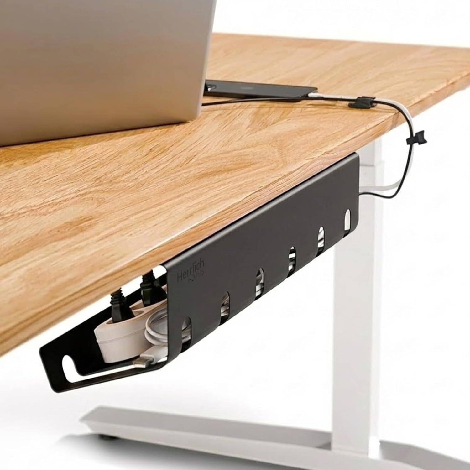 Herrlich Homes 6 Compartments Metal Under-Table Cable Organizer | Set of 1 | For Office & Home Tables