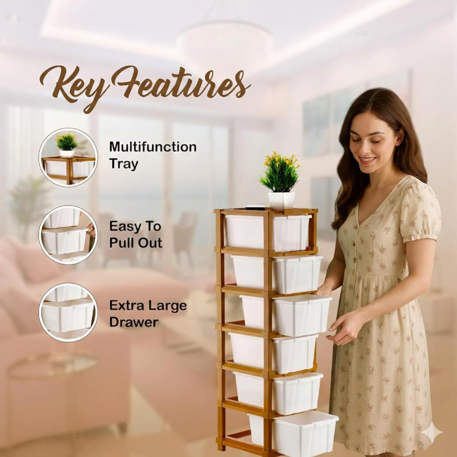 Image of TOOBIL Plastic Free Standing Chest of Drawers