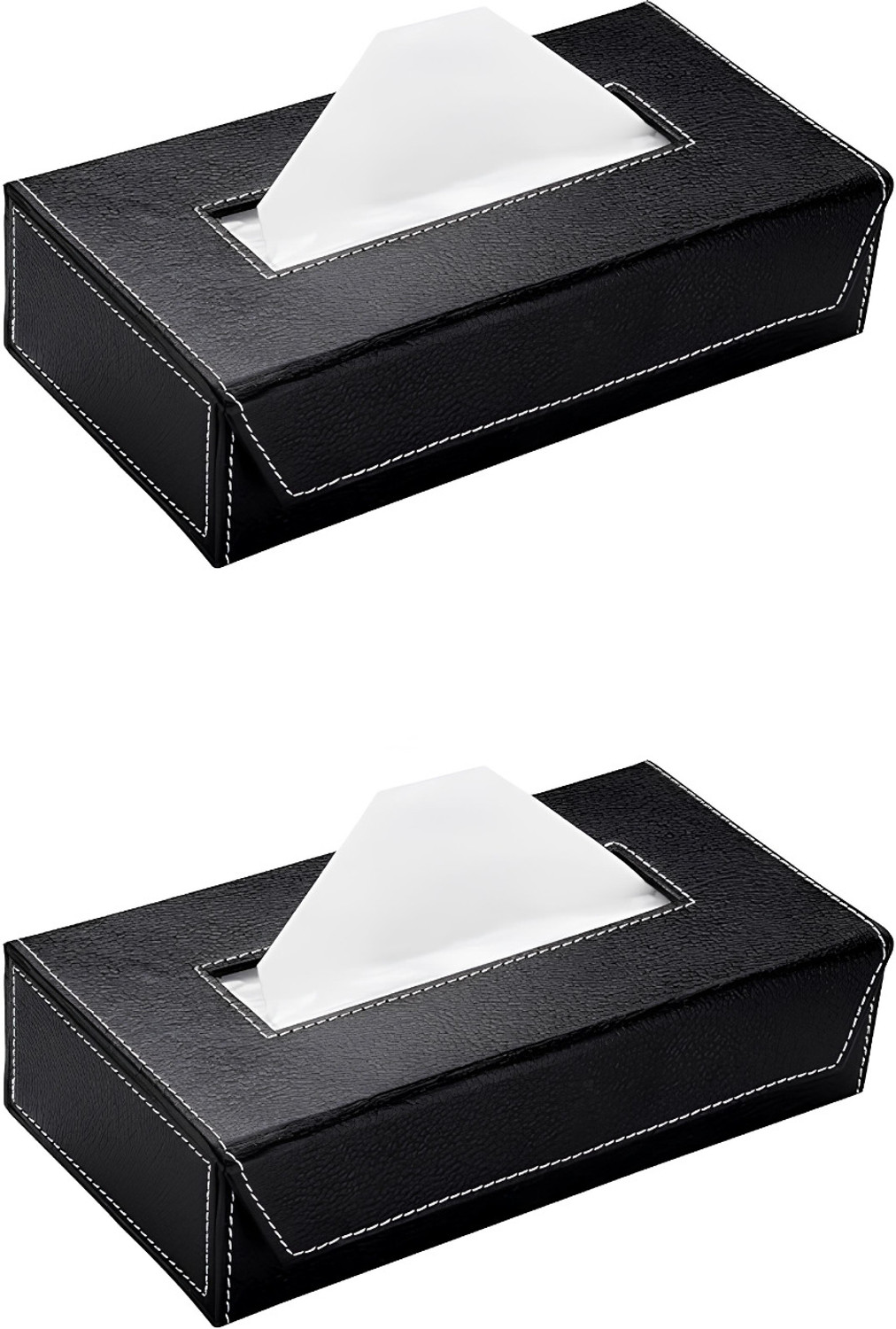 Image of tinytoyz 2 Compartments Tissue Box Holder with 100 Pulls Cotton Rags Tissue for Office Desks,Cars & Home TISSUE PAPER HOLDER