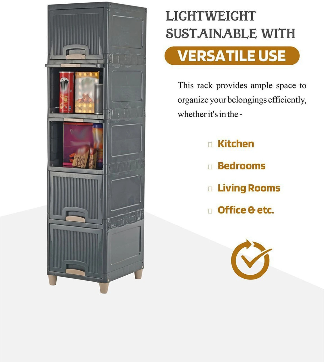 Image of HUMBLE KART 5 XL Black Colour Collapsible Wardrobe. PP Collapsible Wardrobe