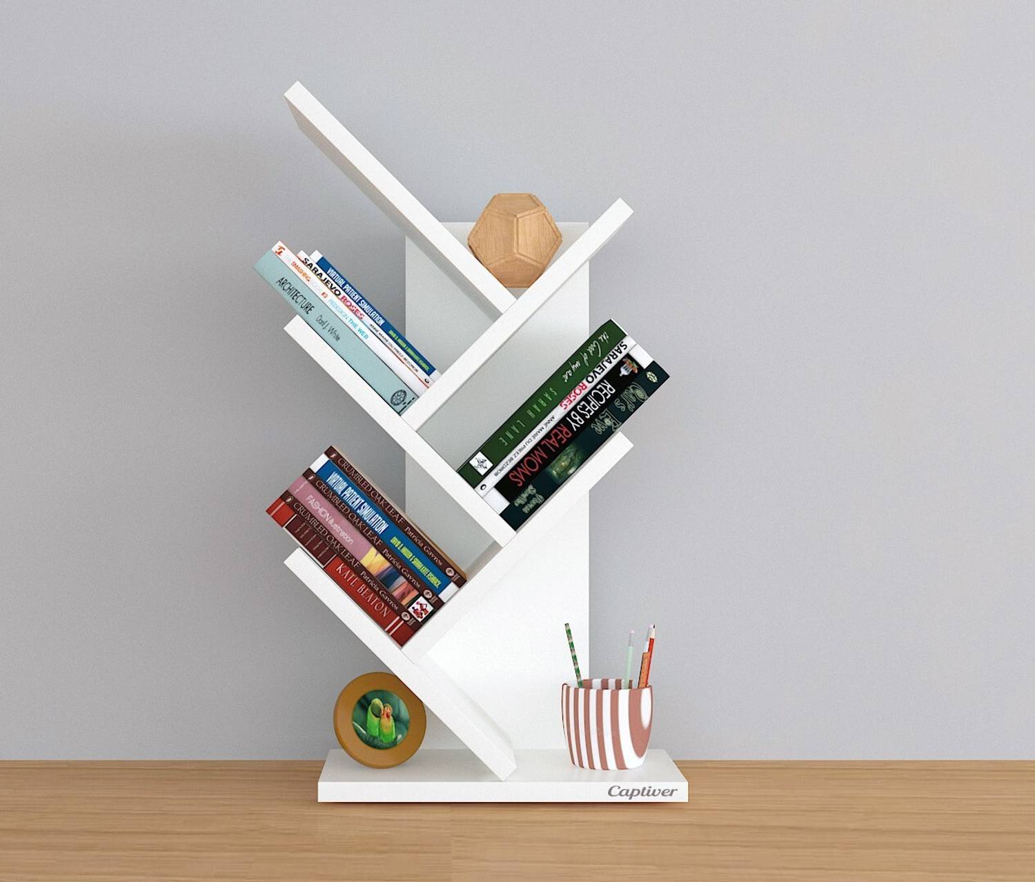 Captiver 6 Compartments Wood Book shelf