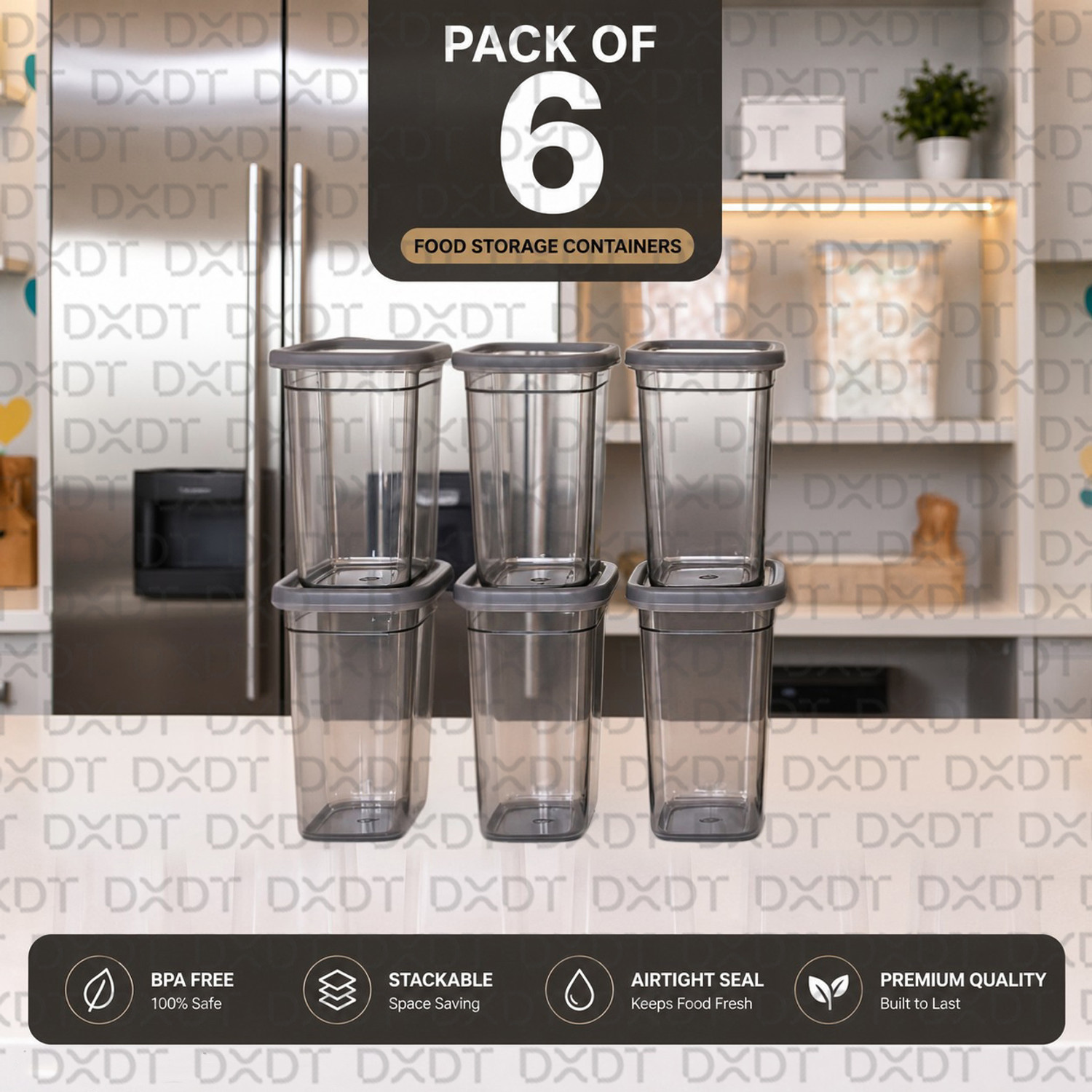 Image of DXDT 6 Compartments PLASTIC Food Coantainer Organizer Box 1100ml