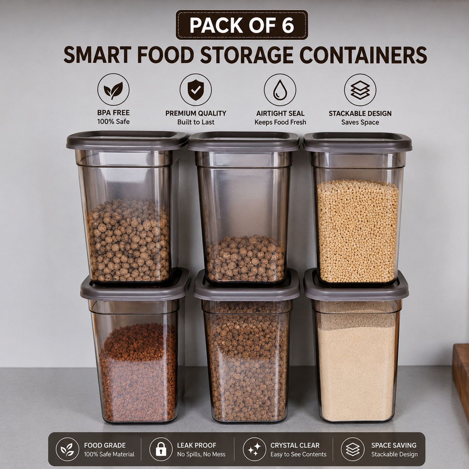 Image of DXDT 6 Compartments PLASTIC Food Coantainer Organizer Box 1100ml