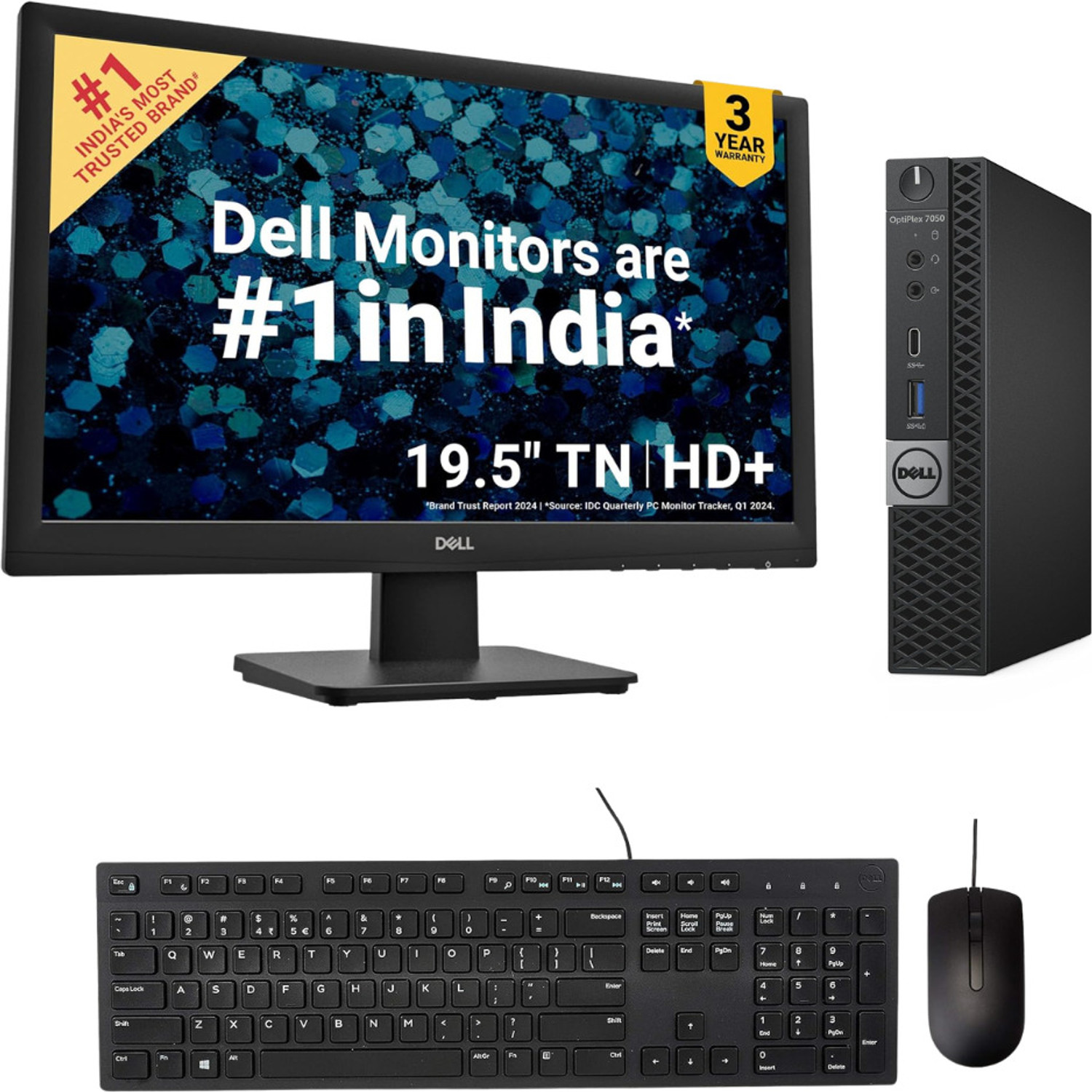 Image of DELL Core i5 (7th Gen) (8 GB / 256 GB / Windows 10) Assembled Desktop Computer