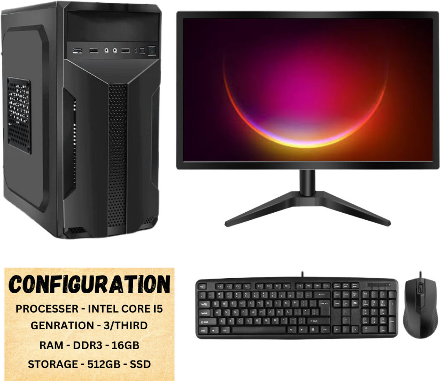Image of LOESIS Intel Core i5 (16 GB / 512 GB / Windows 11) Assembled Desktop Computer