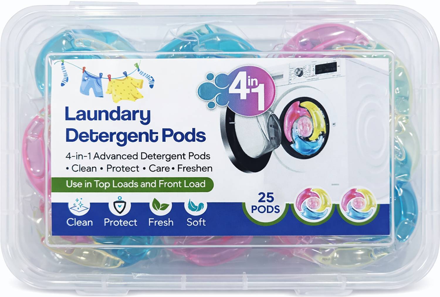 AK HUB 4-in-1 Laundry Pods | Pack of 25 Eco-Friendly Dissolvable Detergent Pods Lavender Detergent Pod