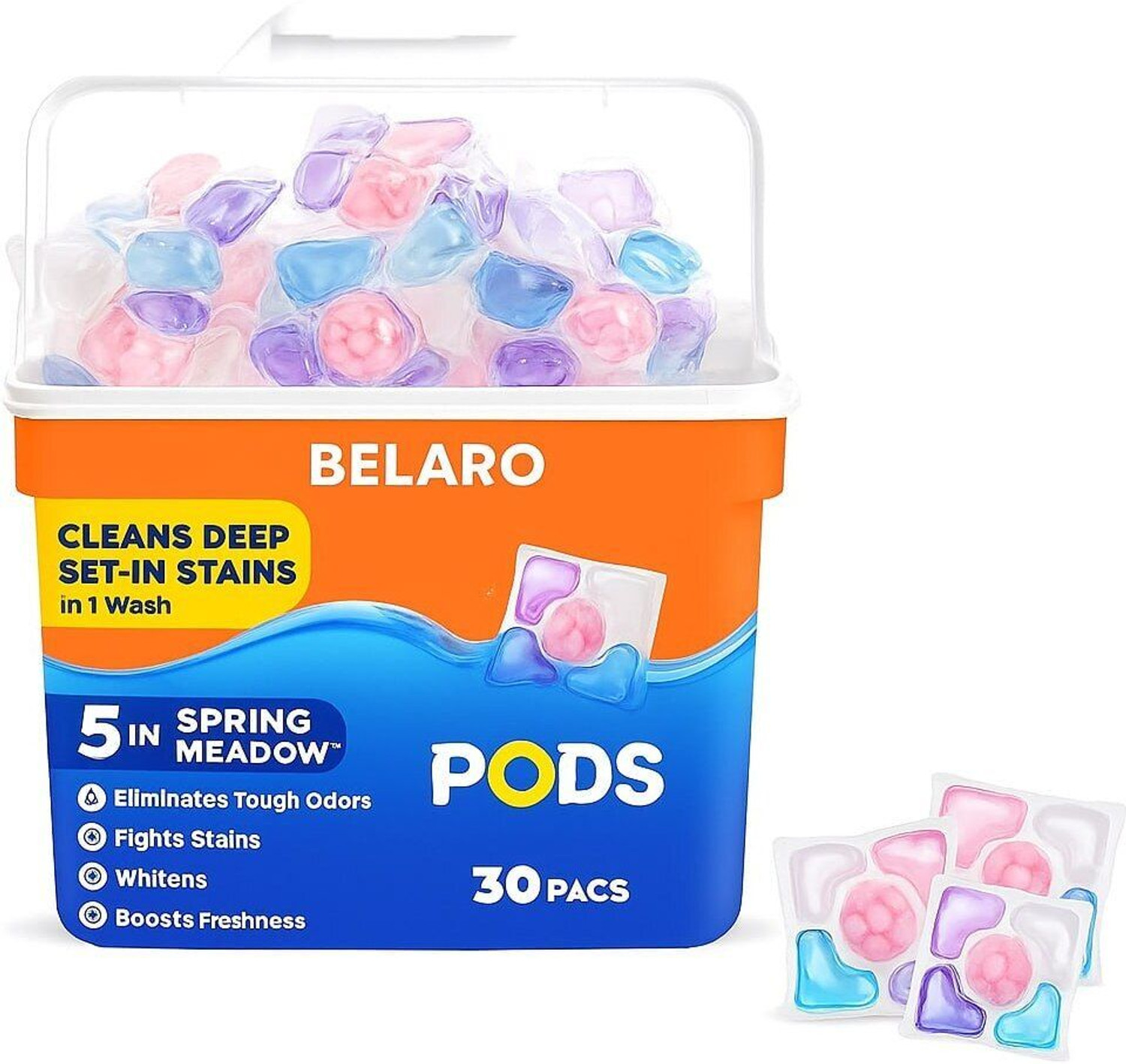 Image of BELARO 30 Paxk Detergent Pods | Compact, Travel-Friendly and Easy Laundry Option Regular Detergent Pod