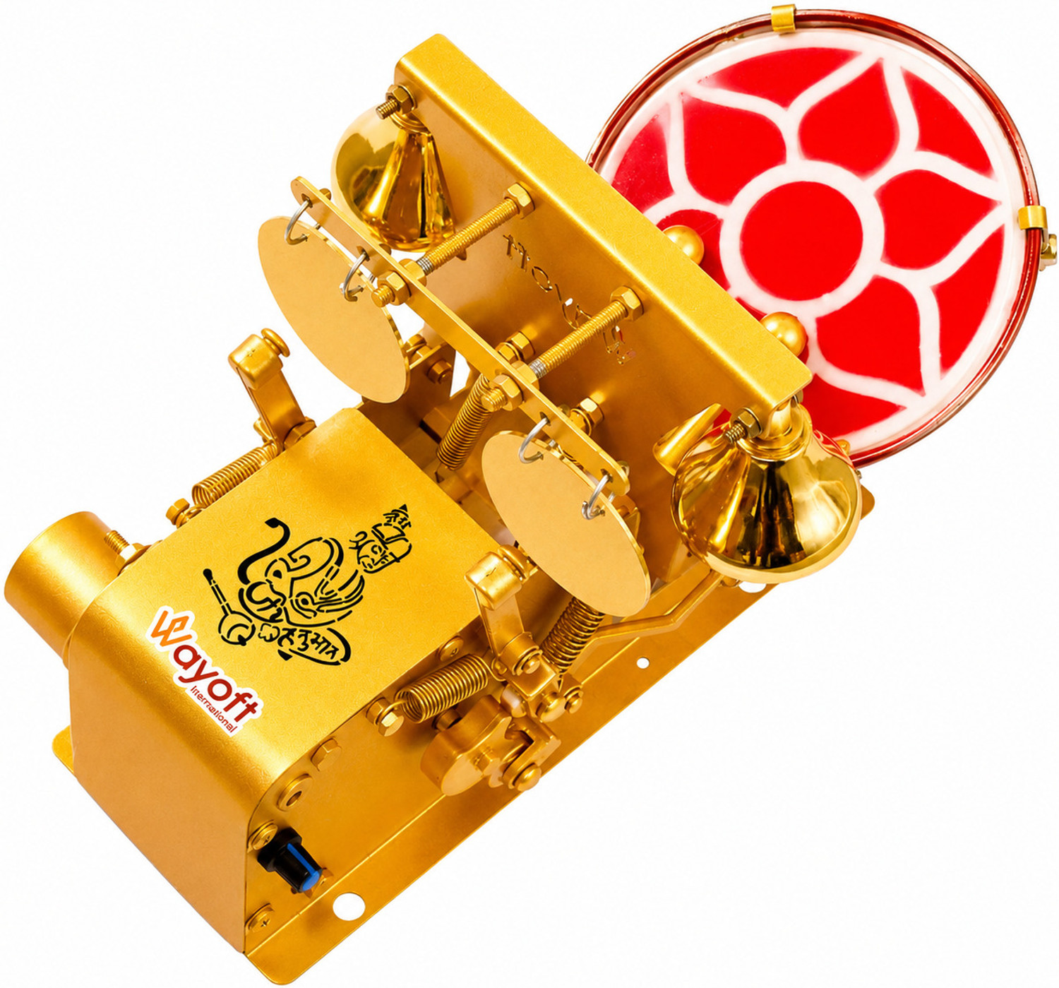 Image of WAYOFT INTERNATIONAL HanumanJi Engraved Automatic Electric Small Aarti Machine for Home Temple Nut & Bolts Dholak