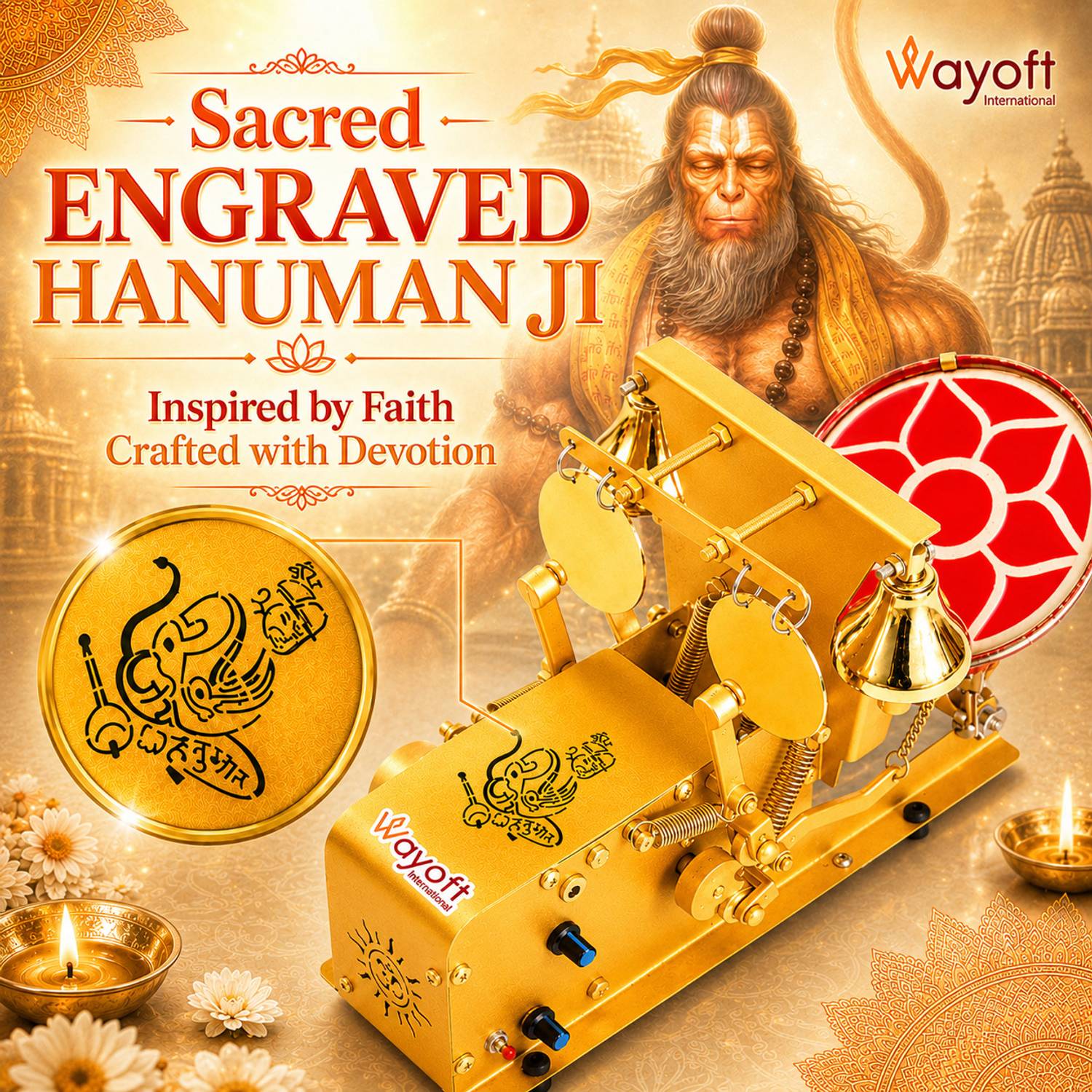 WAYOFT God-Mantras Shankh Mayur Automatic Electric Mini Aarti Machine - Image 3