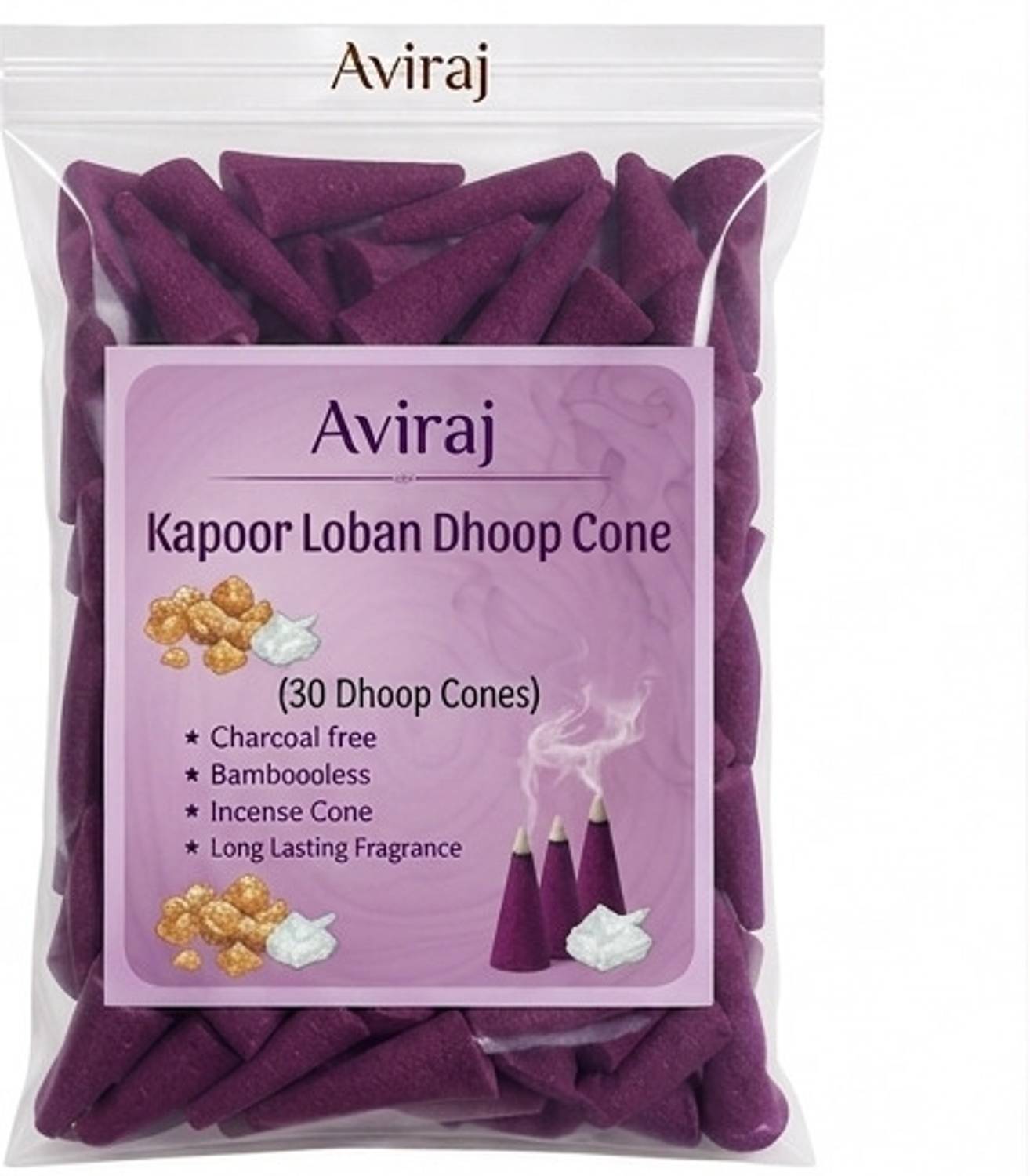 aviraj Kapoor loban Premium Dhoop Cone For Pooja (PACK OF 30) | Incense kapoor Dhoop Dhoop