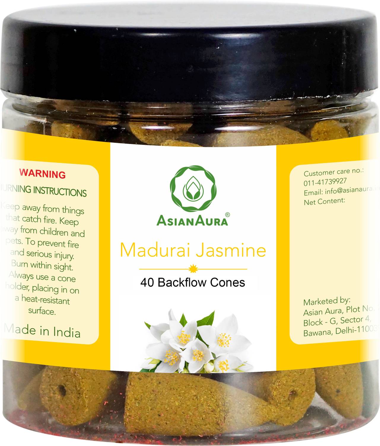 Asian Aura 40 Backflow Cones Jasmine Jasmine Dhoop