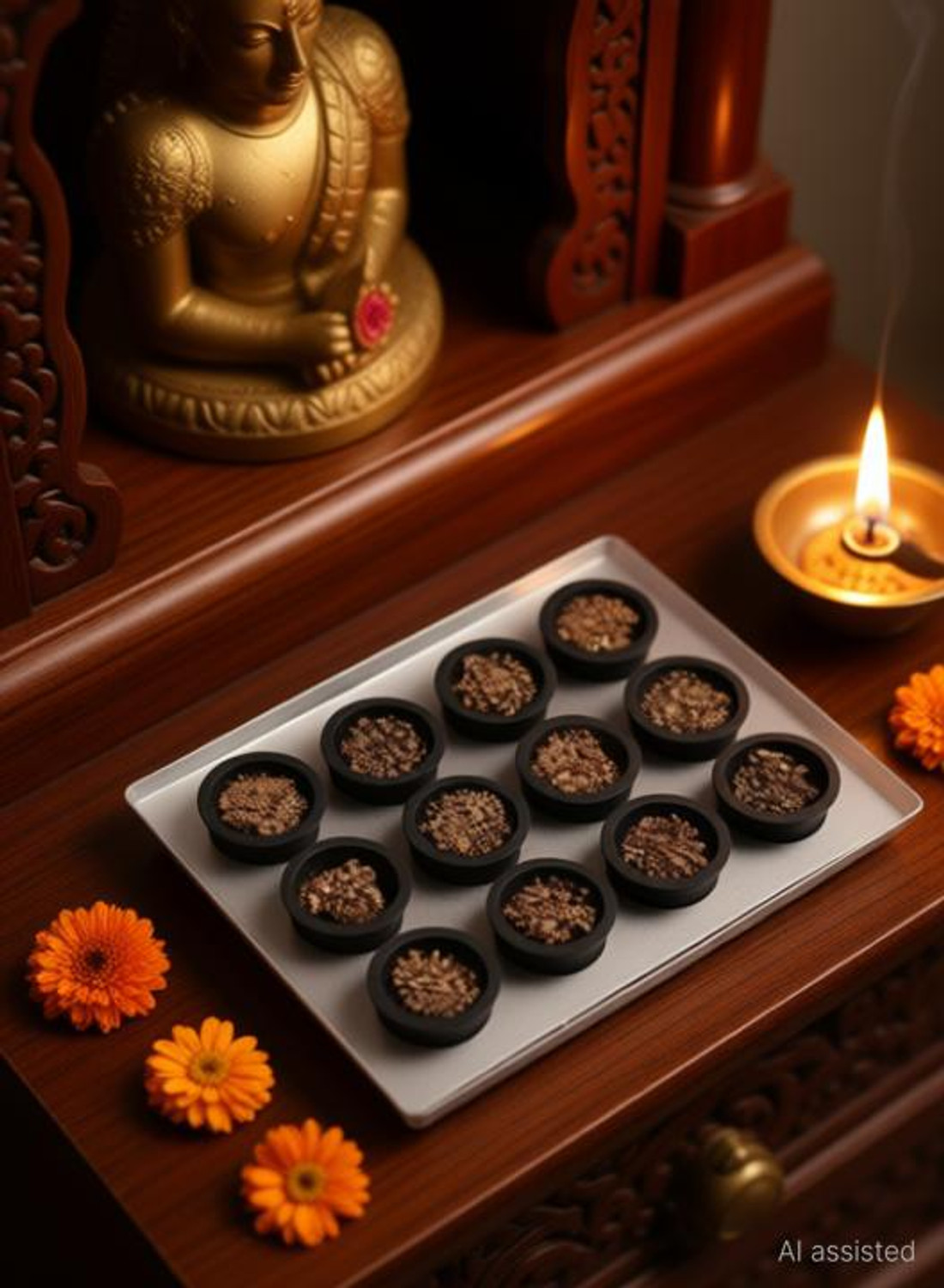 Image of Airofine Fragrance Organic Cow Dung Havan Cups For Pooja Festival Herbal Loban Guggal Cup-AIFR Guggul Dhoop