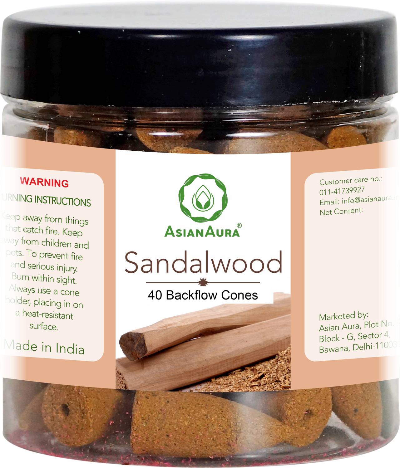 Asian Aura 40 Backflow Cones Sandal Sandal Dhoop