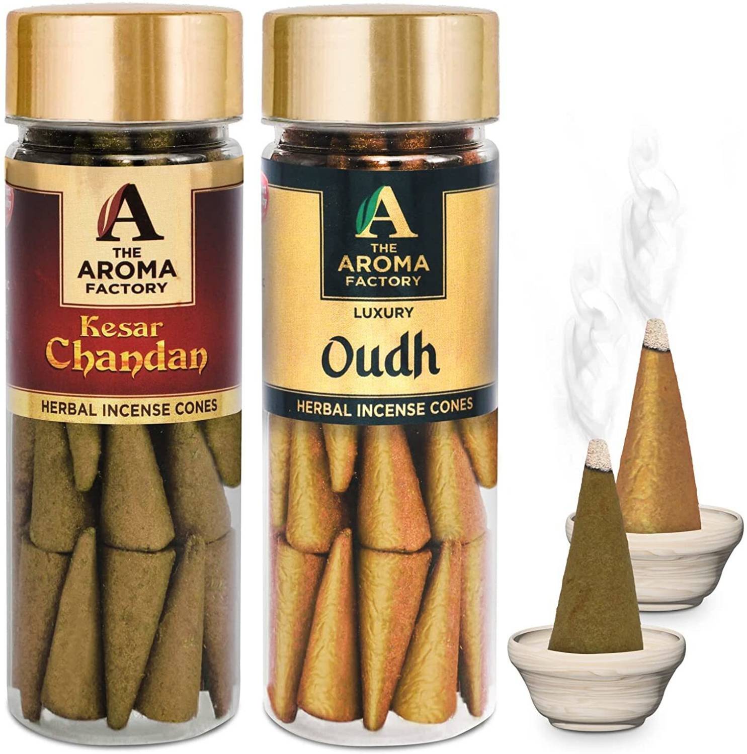 The Aroma Factory Incense Dhoop Cone for Puja, Kesar Chandan & Oudh Sandal Dhoop