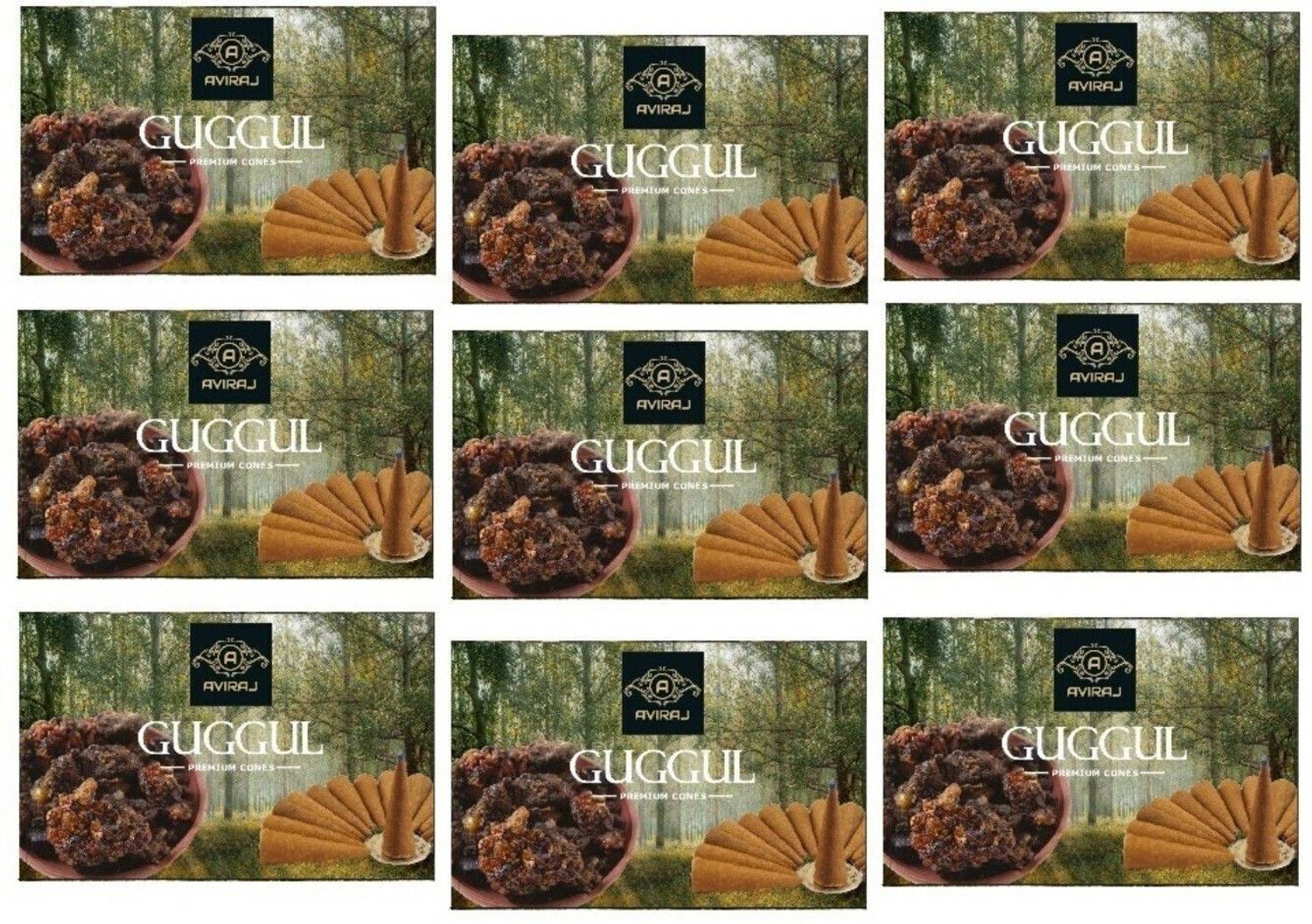 aviraj Premium Dry Dhoop Cone Monthly Pack combo of 9 Guggul Dhoop
