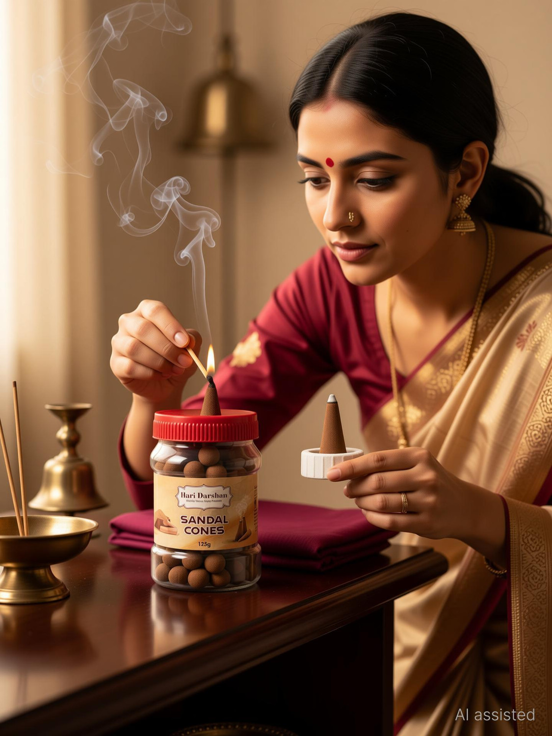 Image of Hari Darshan Jar Cones Multi Fragrance Sandal, Rose, Lavender Dhoop