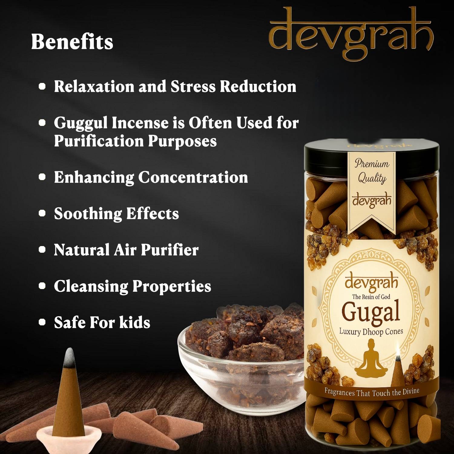 Devgrah Guggal & Loban Dhoop Cone 100g - Image 4