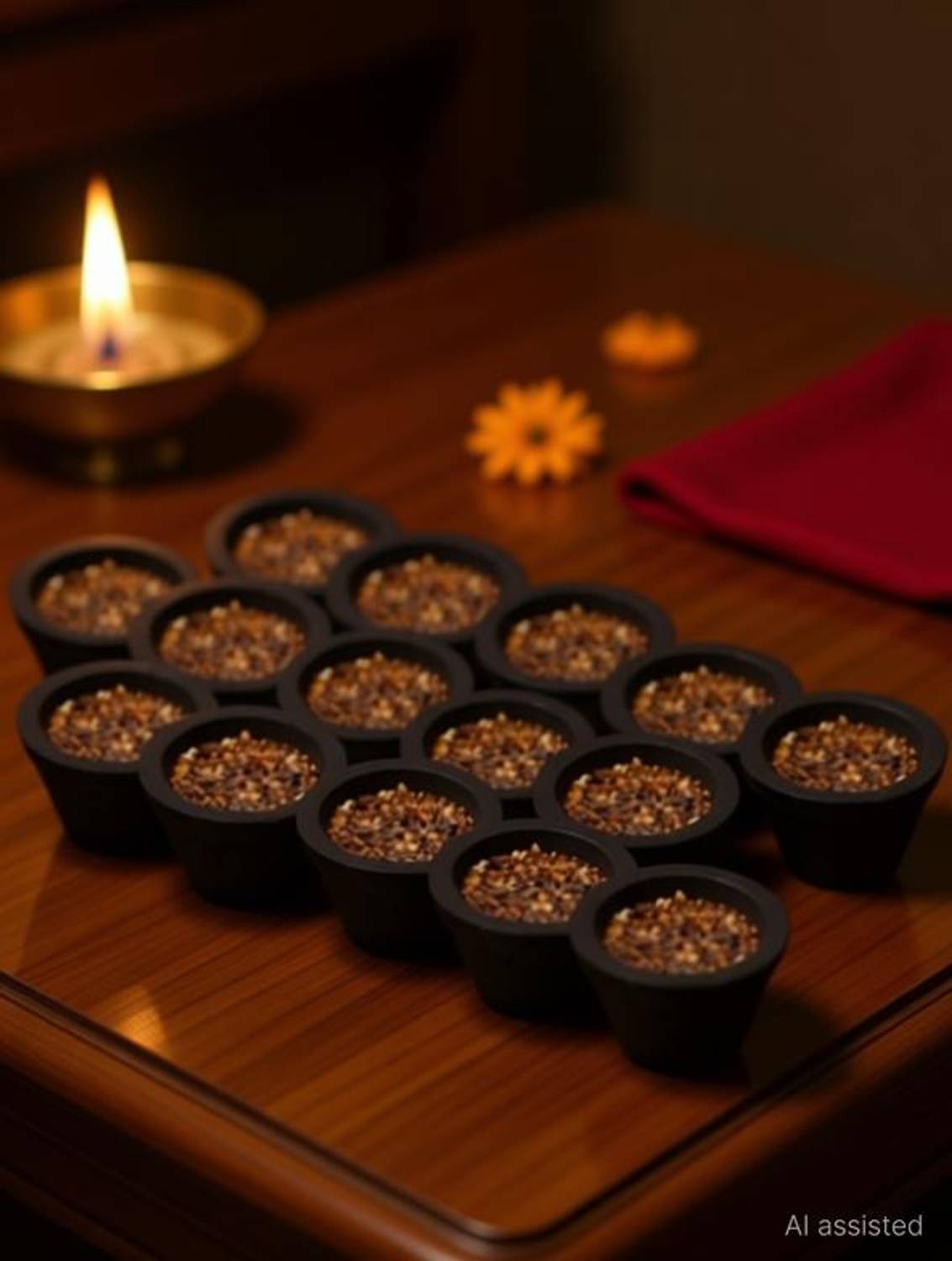 BRAHMANI Agarbatti Black samrani cup made with temple flower (10 units each) Guggul Dhoop