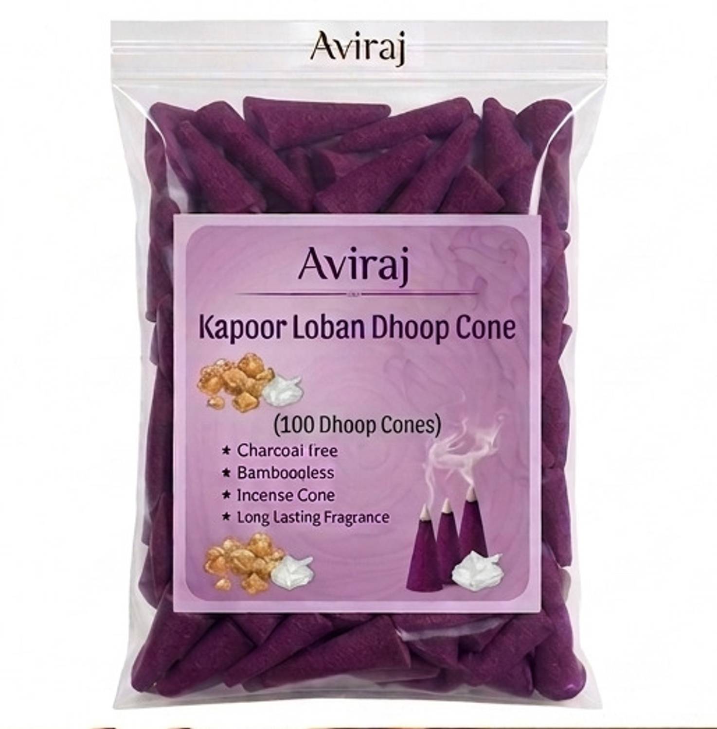 aviraj Kapoor loban Dhoop Cone For Pooja (PACK OF 100) | Incense kapoor Dhoop Agarbatti Dhoop