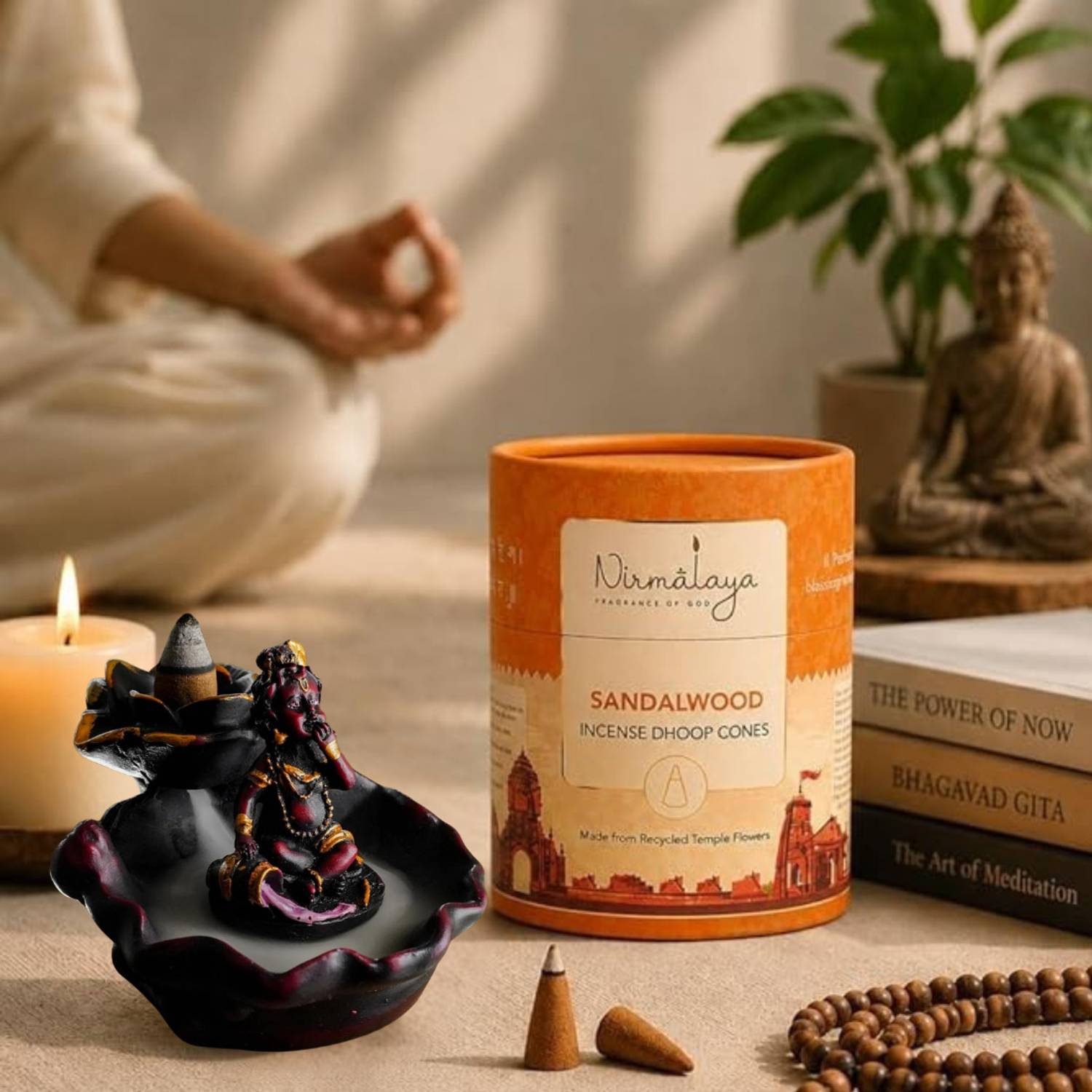 nirmalaya Premium Sandalwood Backflow Incense Cone - Image 2