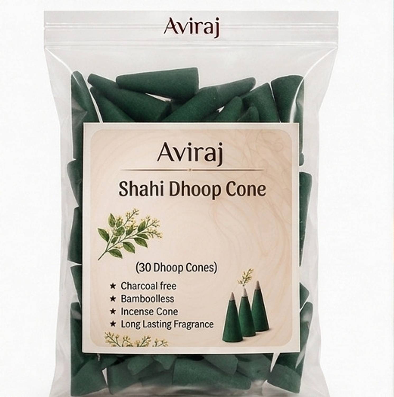 aviraj Shahi Fragrance Dhoop Cones, Long Lasting Fragrance & Low Smoke 30pcs Dhoop