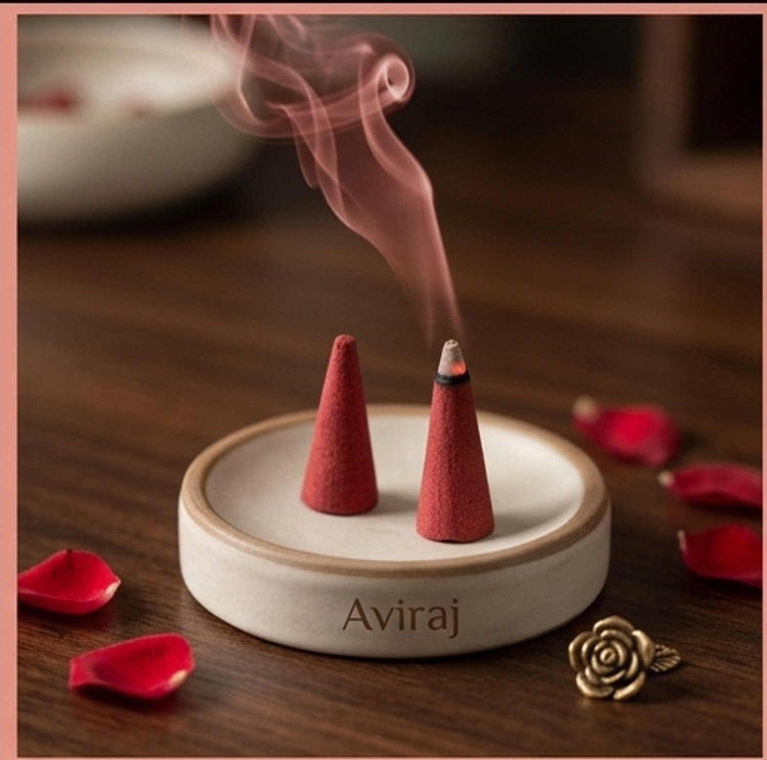 Image of aviraj Rose Scented Dhup Cone for Puja, Meditation & Home Fragrance Rose dhoop Rose Dhoop
