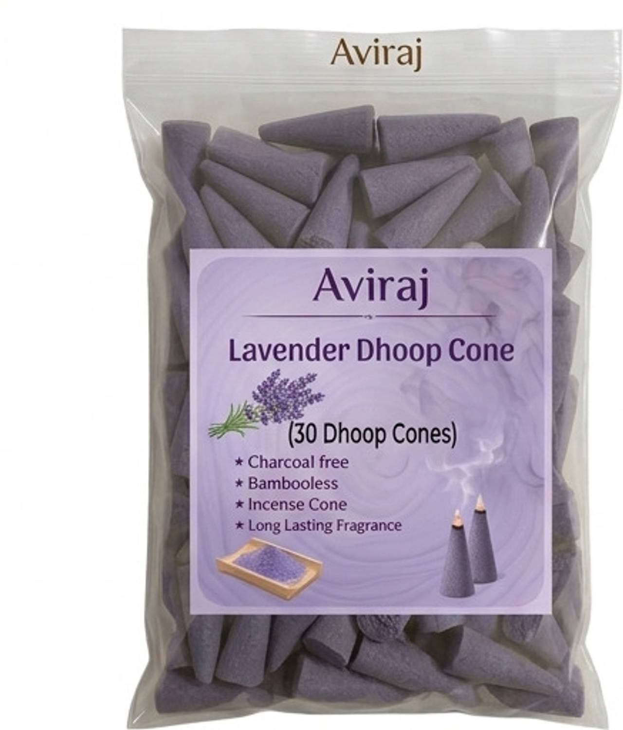 aviraj Lavender Fragrance Dhoop Cones, Long Lasting Fragrance & Low Smoke Lavender Dhoop