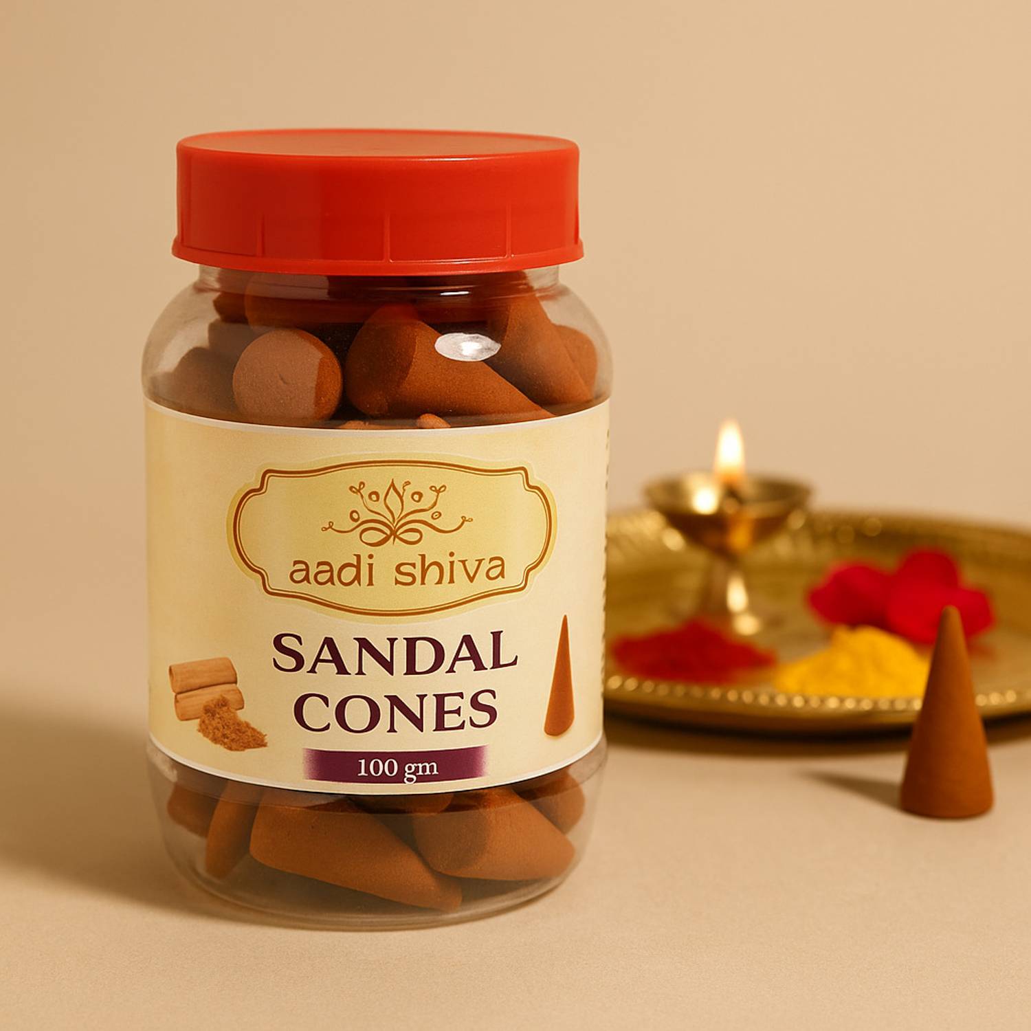 Aadi Shiva Dry sandal Cone 100gm Sandal Dhoop
