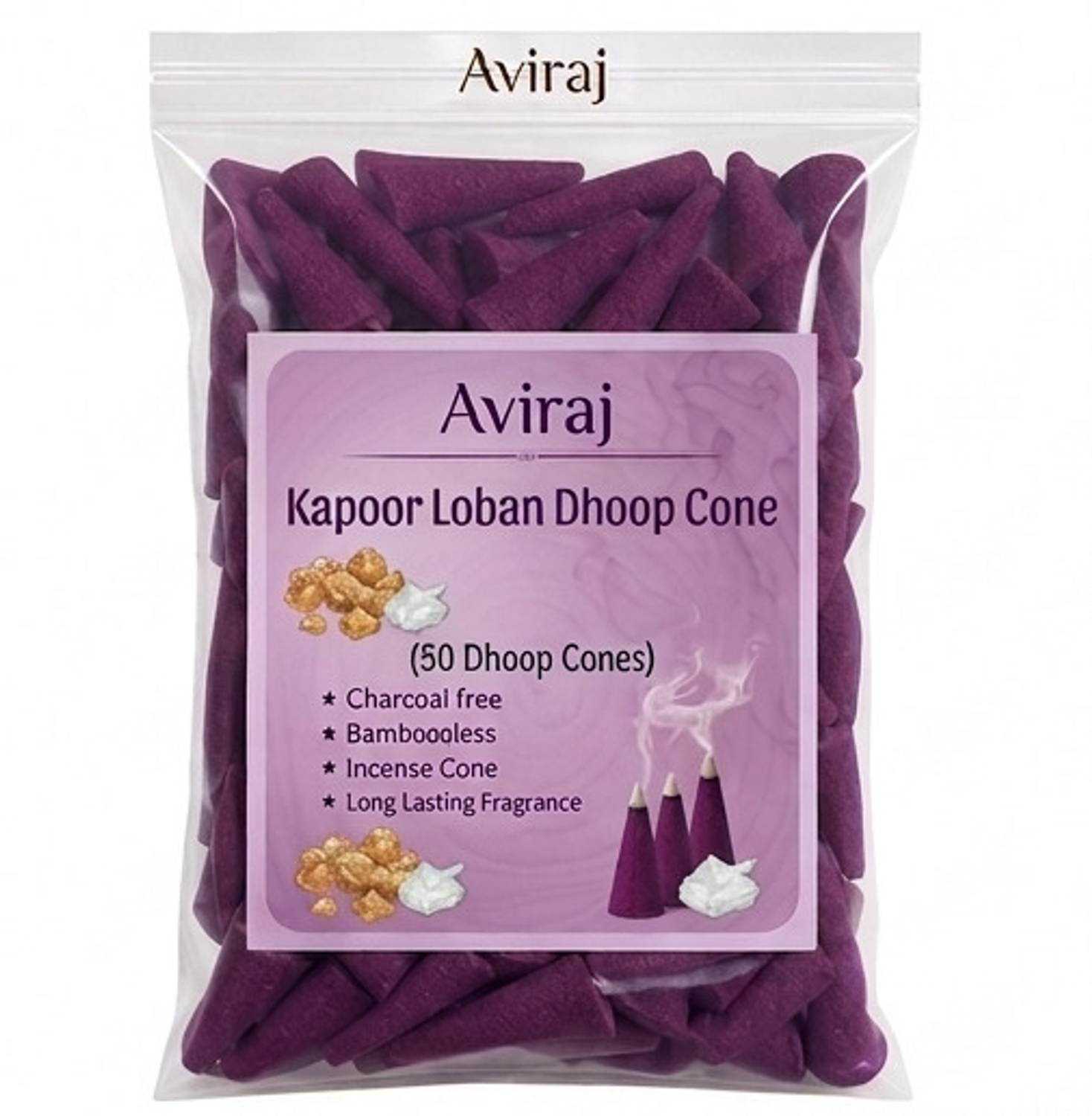 aviraj Kapoor loban Dhoop Cone For Pooja (PACK OF 50) | Incense kapoor Dhoop agarbatti Dhoop