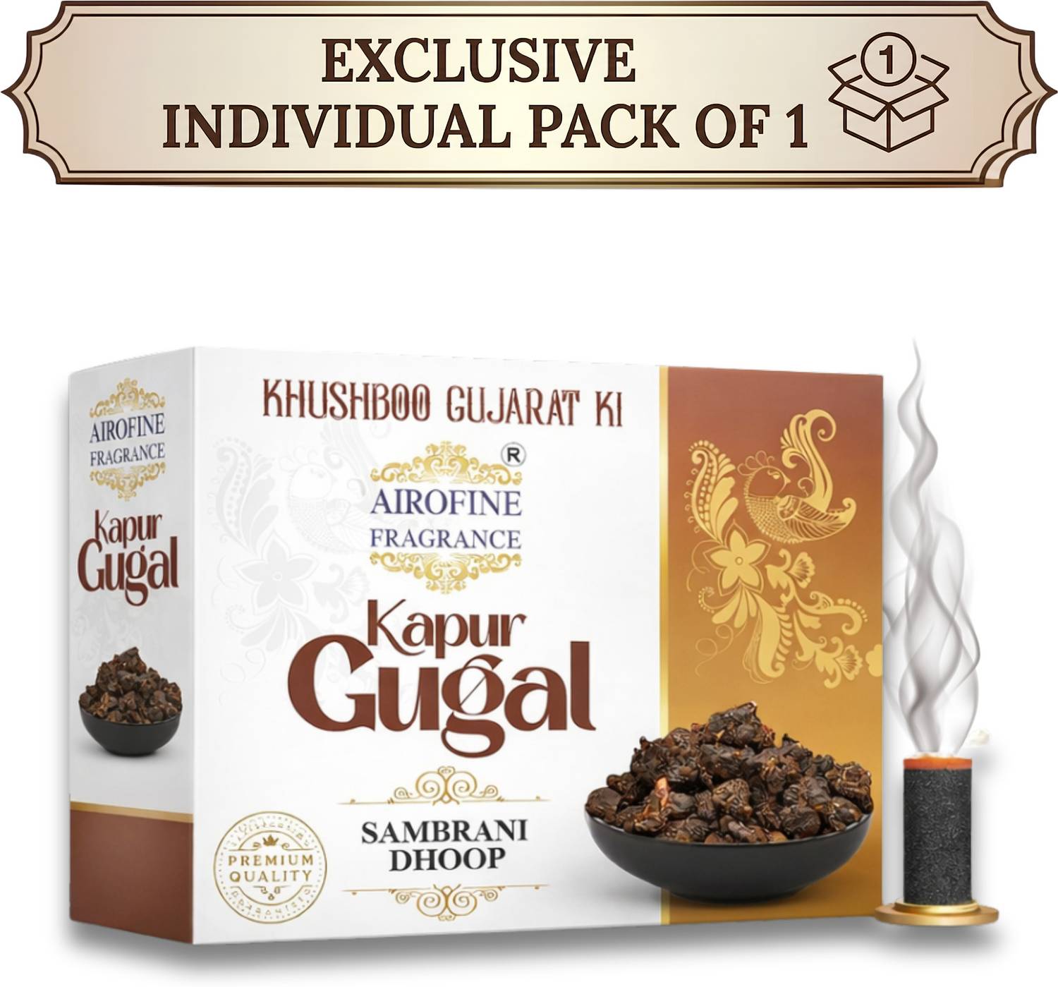 Airofine Fragrance Kapur Gugal Premium Sambrani Dhuna Dhoop Stick | Set of 1 (24 Sticks) | Cylinder Tulsi, Neem, Guggul Dhoop