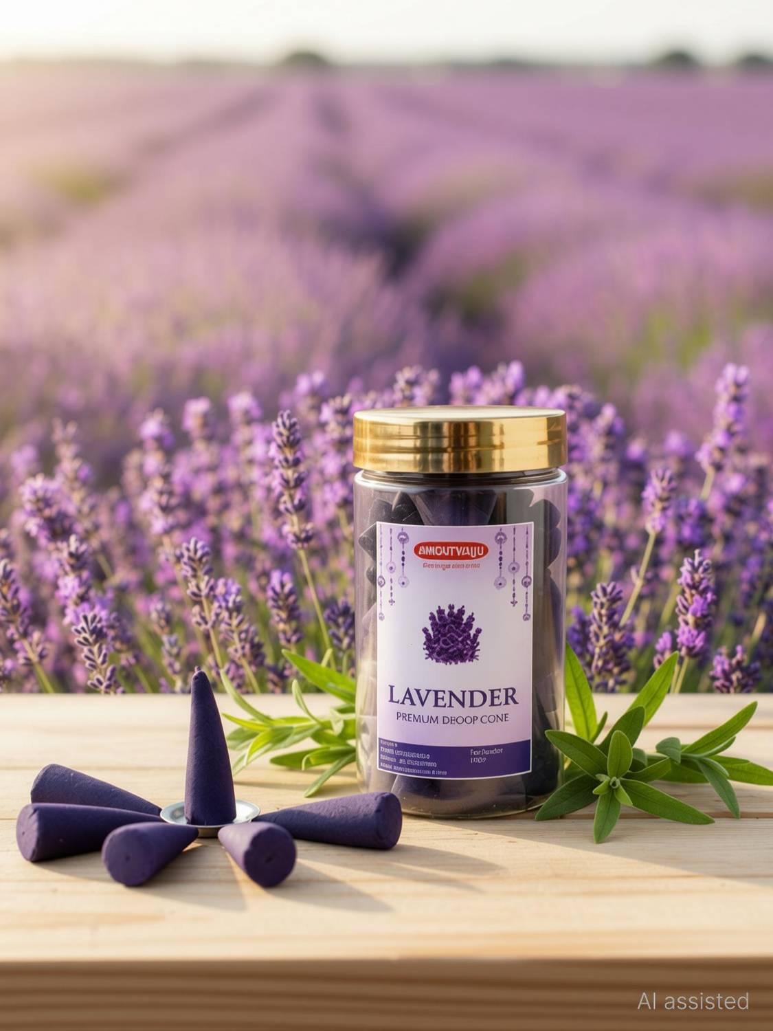 Amrutvayu Premium Dhoop Cone For Pooja 100gm Lavender Dhoop Batti Lavender Dhoop