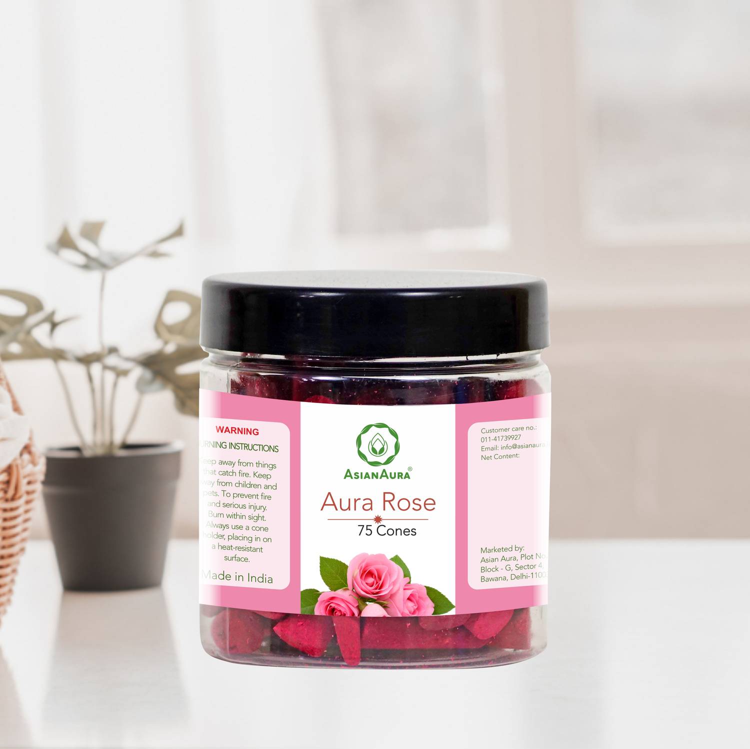 Asian Aura 75 Cones Rose Rose Dhoop