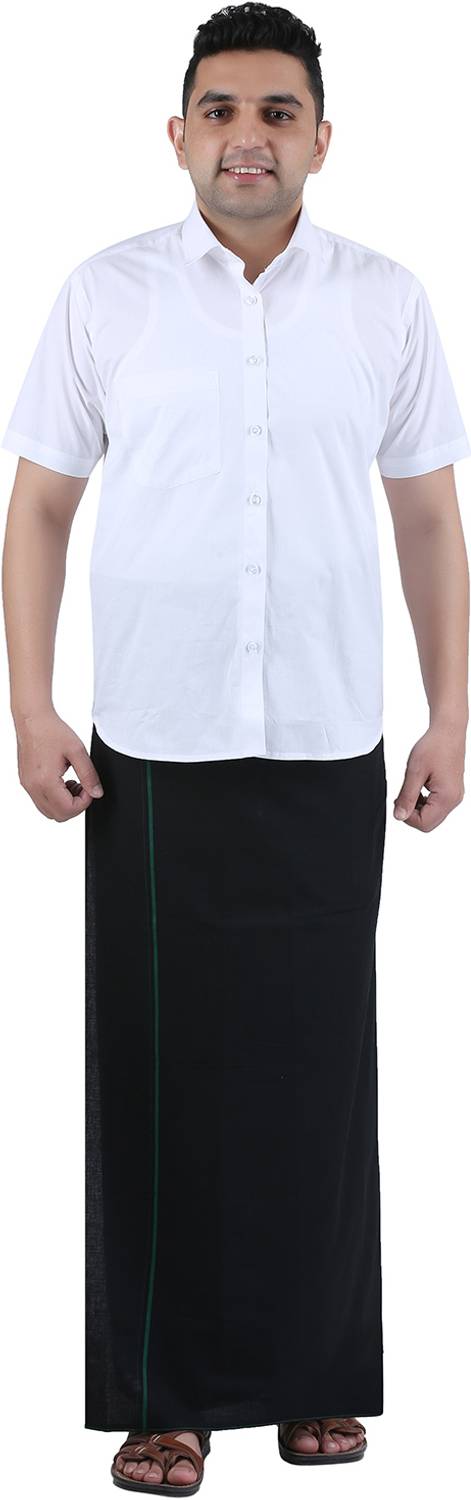 Prakasam Cotton Dhoti Uomo In Cotone Con Tasca In Welcro – Taglia Flessibile, Colore Nero (Taglia M, Vestibilità 81-96 Cm Fianchi) - 3