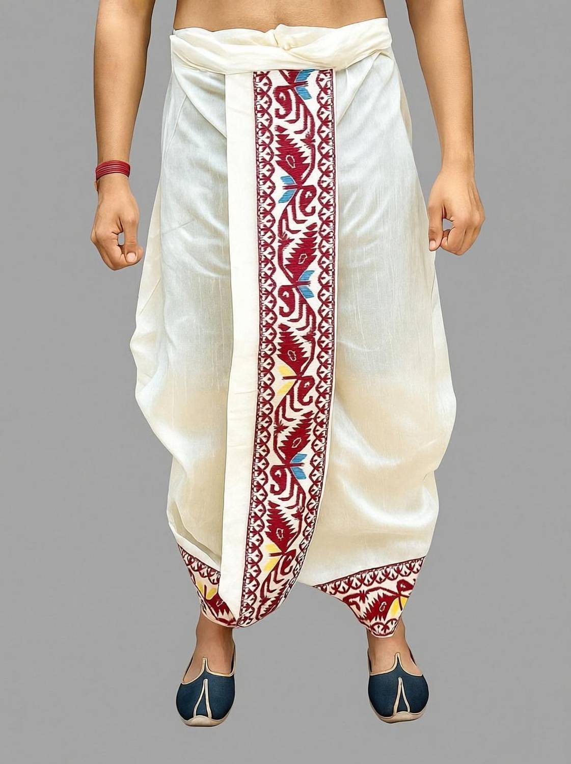 AMIT ONLINE Jamdani Border Ready To wear Self Design Men Dhoti
